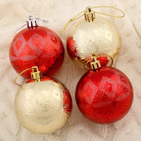 Set of balls plastic D-6 cm, 4 pcs "Aria" by red-gold