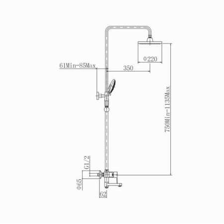 Shower system Fashun A2452-7, tropical, manual, hygienic watering, black-1