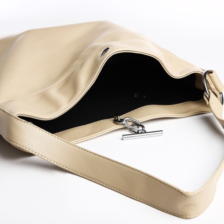 Shoper bag on fasting, beige color-4
