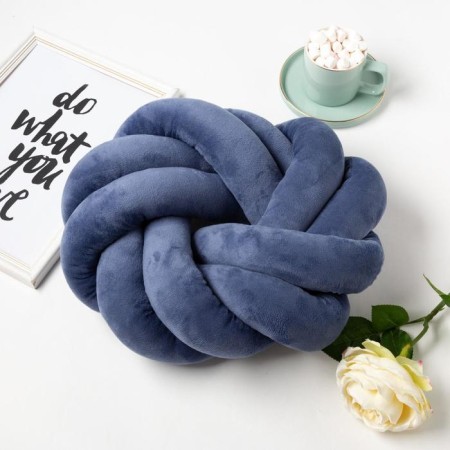 Estel pillow, d = 33cm, blue color, velor-1