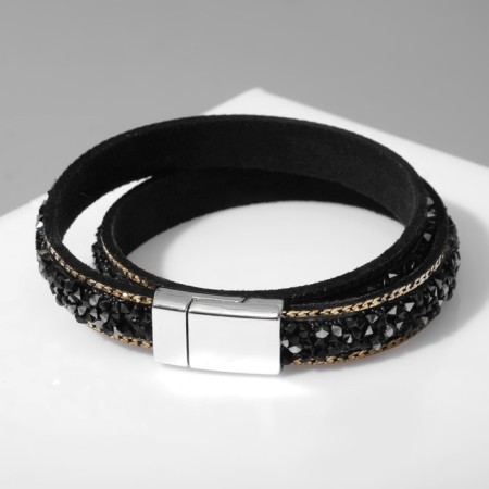 Bracelet skin "Stone luxury" Solder, gray color in silver, l = 37 cm-1