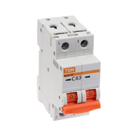 Switch automatic TDM VAL47-60, 2P, 63 A, 6 KA, C, SQ0223-0099
