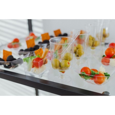 A disposable plastic spoon for buffet, 10 cm, transparent color, 50 pcs/un-3