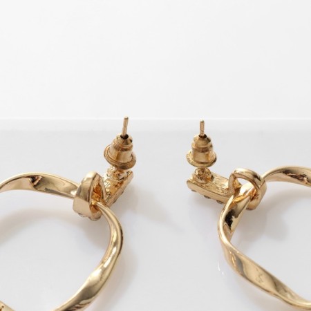 Earrings with rhinestones "Age", white color in gold-2