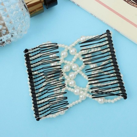 Hair clip "Pearl of the pearl mesh" large bead, white-1