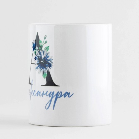 Ceramic mug "A - Alexander", 320 ml, white color-1