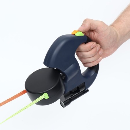 Roulette-lover for 2 dogs, with a flashlight and a container for bags, 3 m, up to 15 kg each-6
