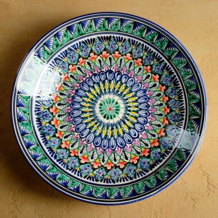 Largan Rishtan ceramics "Patterns", 33 cm, blue, deep-1
