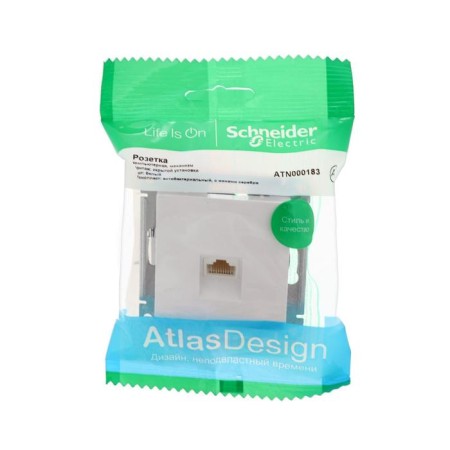 Computer outlet SE AtlasDesign, RJ45, built -in, IP20, White, Atn000183-2