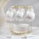Tea ceramic service on a metal stand “Rose”, 19 objects: 6 cups 170 ml, 6 saucers 13.5 cm, 6 spoons, white color
