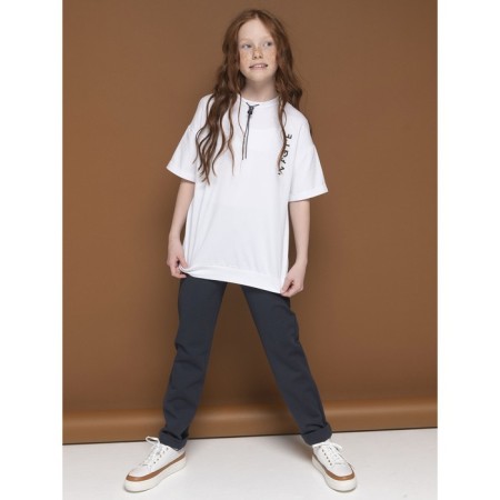 Pants for girls, height 134 cm, dark gray color-5