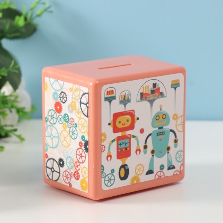 Piggy bank Plastic "safe. Robots" 8.5x6x8.5cm-6