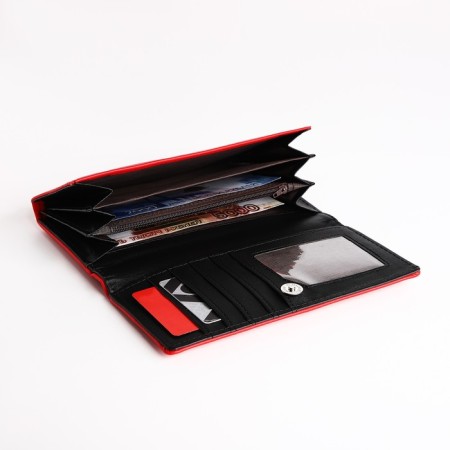 Women's wallet on magnet, red color-3
