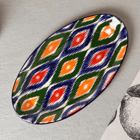 Rishtan ceramics "Atlas", 29.5 cm, multi -colored, oval-1