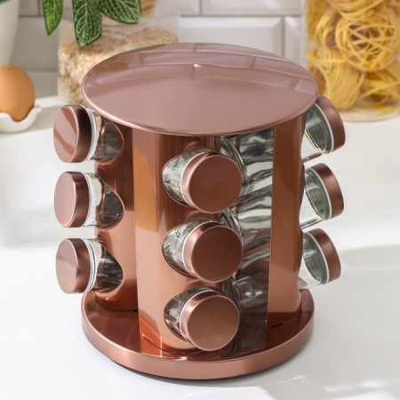 Set for glass spices on the stand “Prof”, 100 ml, 19 × 20 cm, 12 pcs, bronze color-1