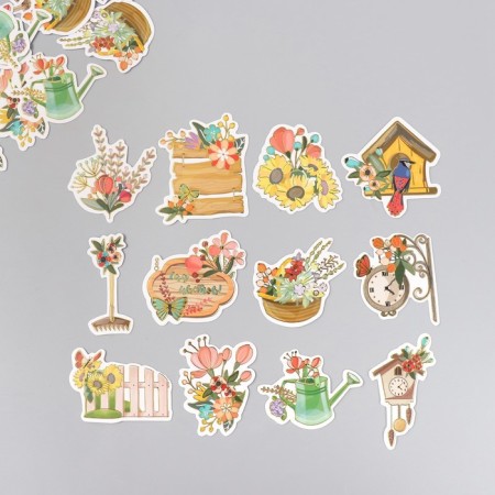 Stickers for creativity "Garden flowers" embossing gold set 48 pcs 9x7x0.8 cm-1
