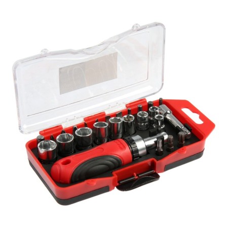 A screwdriver with a set of bit and tundra heads, reversible, 2k handle, in a case, 26 items