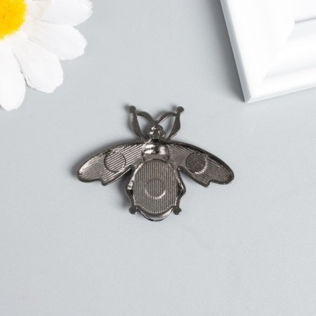 Decor for creativity metal, rhinestones "fly" dark silver 3.5x4.7 cm-2