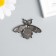 Decor for creativity metal, rhinestones "fly" dark silver 3.5x4.7 cm