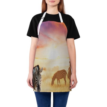Apron kitchen with a photocrint "zebra", adjustable, size OS