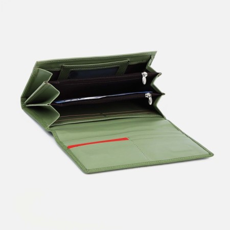 Women's wallet on magnets, green color-2
