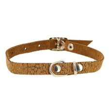 Leather collar for dogs and cats, without a bell, soft, Osh 20-25 x 1 cm, mix of flowers