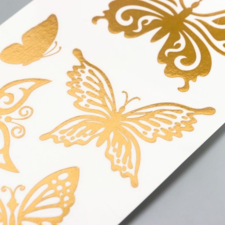 Golden butterflies tattoo 5.6x15 cm-2
