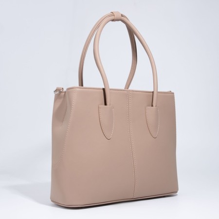 Bag-tout El Masta with a zipper, beige color-1
