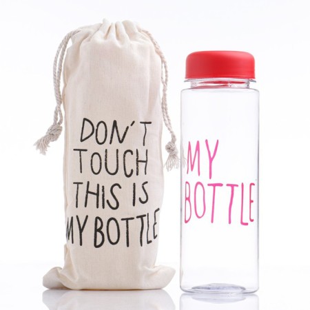 Water bottle, 500 ml, My Bottle, 19 x 6 cm, bag included, mix-3