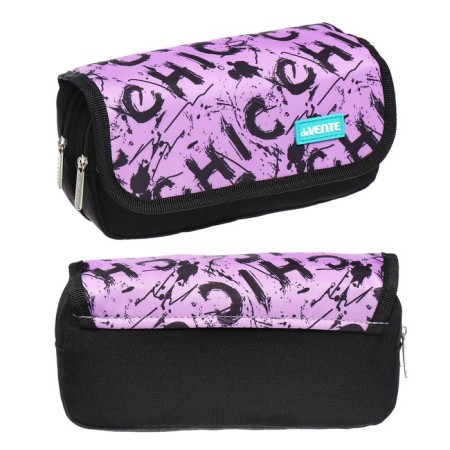Penal soft, 2 compartments, 95 x 205 x 70 mm, voluminous, Devente Lilac Chic, Velcro sulfur