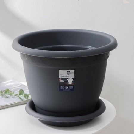 Pot for flowers with a pallet APHRODITE, 7.8 L, D = 29 cm, h = 22.5 cm, color gray color-3