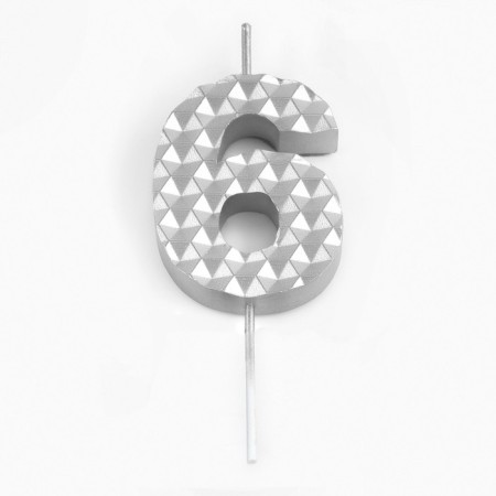 Candle in the cake on the skeleton "Sot", the number 6, 7 cm, silver-2