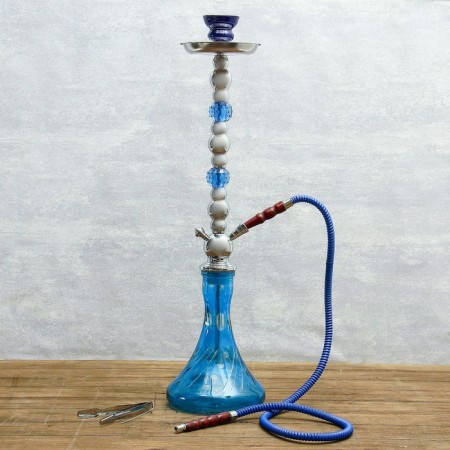 Hookah 72 cm, 1 pipe, blue, chrome mine