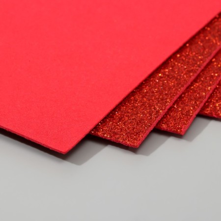 A set of glitter foamiran (5 sheets) 2 mm, 20x30 cm, red-2