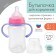 A bottle for feeding, a wide throat, 270 ml, with handles, lilac/pink