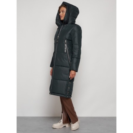 Coat insulated winter female, size 44, dark green color-5