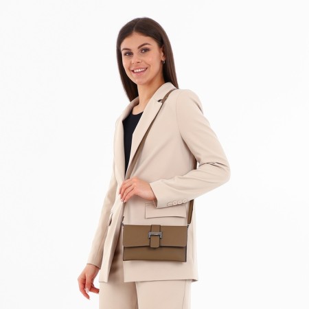 Bag-clate on magnet, long belt, beige color-10