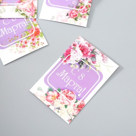 Cardboard "March 8" set 10 pcs (5 types) 4x6 cm-2