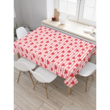 The tablecloth on the table 