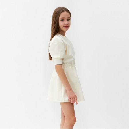 Kit for a girl (sweatshirt and skirt) minku, milk color, height 122 cm-2
