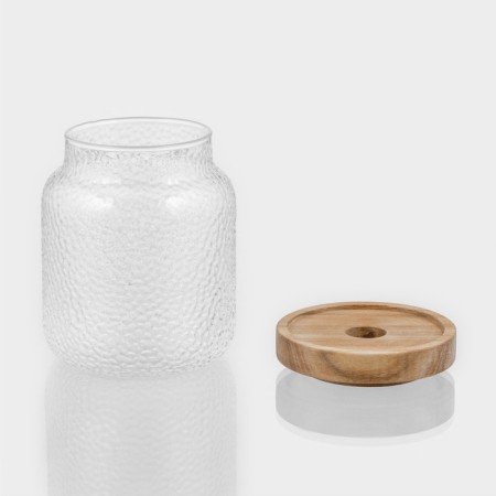 Glass Bank for bulk products with a Winnie wooden cover, 600 ml, 9 × 12 cm-1