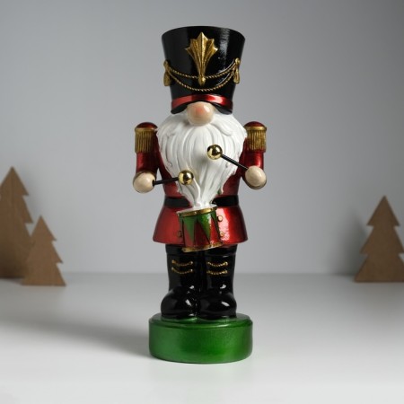 Souvenir Polystone "Nutcracker-Gusar in a red uniform, with a drum" 11x9.5x26.5 cm