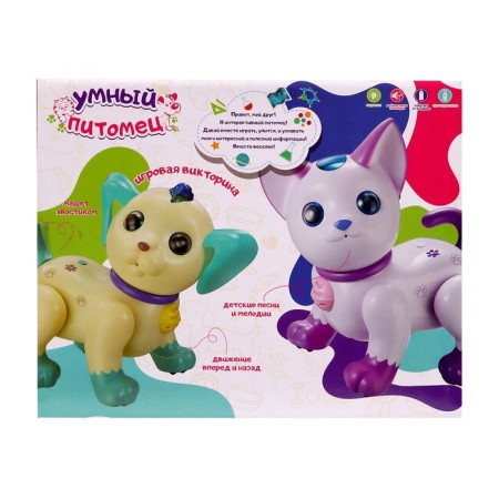 Robot Cat "Smart pet" Zhory, programmable, on the control panel, interactive: sound, light, dancing, musical, batteries, in Russian, pink-6