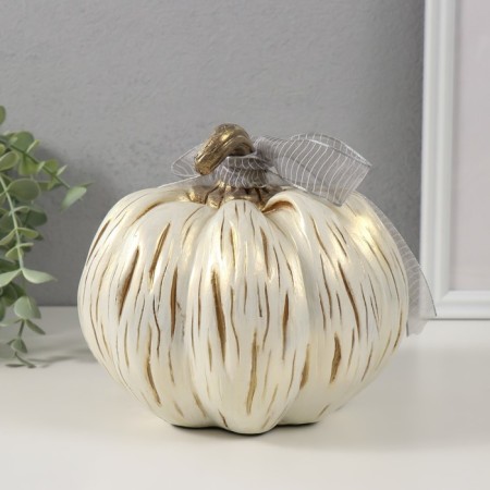 Polystone souvenir "Golden pumpkin with a bow" 18x17x15.5 cm-2