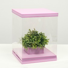 Box for flowers with a vase and PVC windows are folding, lilac, 23 x 30 x 23 cm