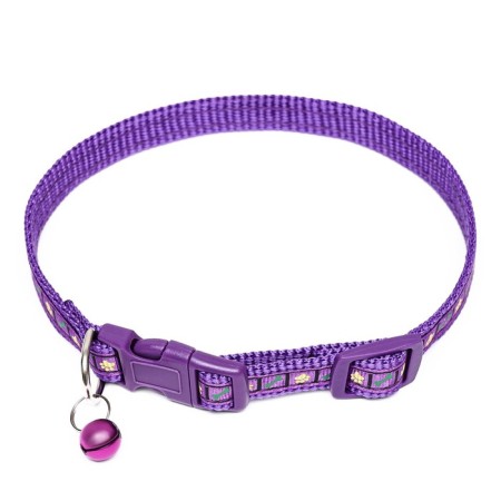 Collar "paw and bone" with a bell, width 1.5 cm, Osh 30, purple-1