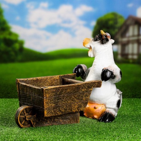 Garden figure "Cow with a cart" 34cm-2