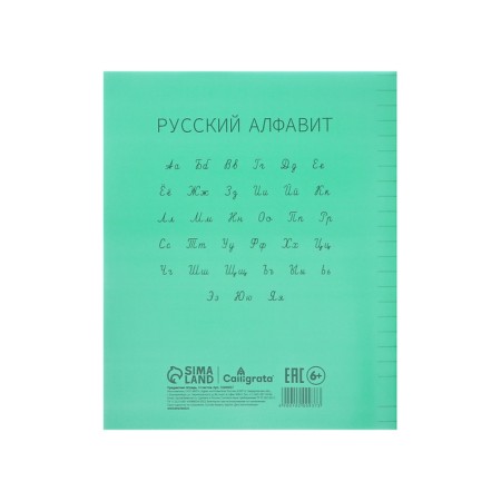 Notebook 12 sheets in the Calligrata "Green" line, plastic cover, with alphabet, offset block-5