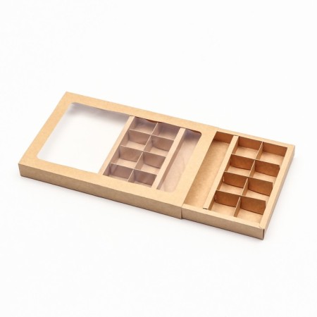 Box of 8 + 8 sweets + chocolate, with a window, craft 30 x 19.5 x 3 cm-2