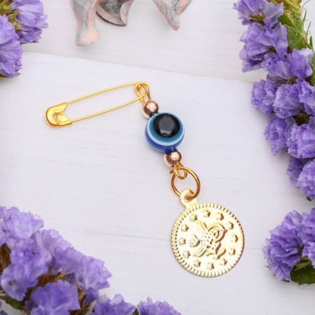 Bulavka-reinforced concern "Cash amulet", 2.2 × 3 cm, blue color in gold-1